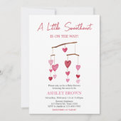 Valentijn Roze Rood Hart Baby shower Kaart (Voorkant)