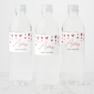 Valentijn Roze Rood Hart Baby shower Waterfles Etiket