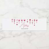 Valentijn Roze Rood Hart Baby shower Waterfles Etiket (Enkel label)