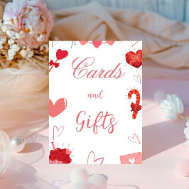 Valentijn roze & rood Hart Kaart en geschenken tek Reclamebord Met Voetstuk