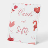 Valentijn roze & rood Hart Kaart en geschenken tek Reclamebord Met Voetstuk (Voorkant)
