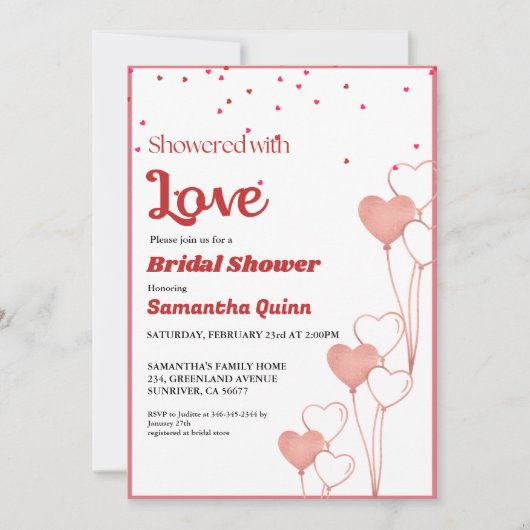 Valentijn Roze & Rood hart Vrijgezellenfeest Kaart (Voorkant)