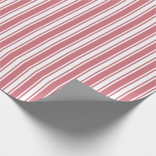 Valentijn Roze Streeppatroon Motief Winter Cadeaupapier (Hoek)