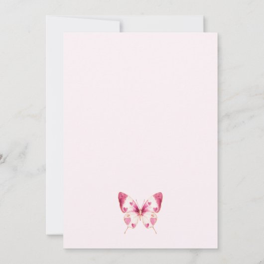 Valentijn Roze Vlinder Bruids Douche Uitnodiging (Achterkant)