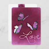 Valentijn Roze Vlinders Vliegen Romantisch Feestdagenkaart (Voorkant / Achterkant)