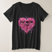 Valentijn Roze vonken glitter hart beste moeder Grote Maat T-shirt (Design voorkant)