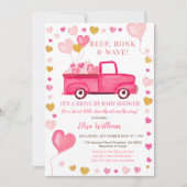 Valentijn Roze vrachtwagen op Baby shower Kaart (Voorkant)