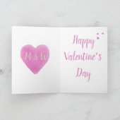 Valentijn Roze Waterverf Hart Initiaal Vuurtoren Feestdagen Kaart (Binnen)