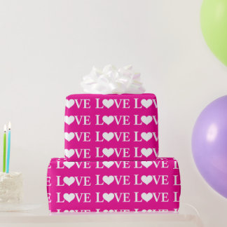 Valentijn roze witte Love hearts patroon Cadeaupapier