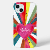 Valentijn roze zonnezon regenboogretro hart Case-Mate iPhone case (Achterkant)