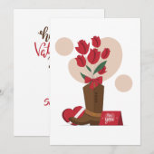 Valentijn Rozen Cowboy Boot Feestdagenkaart (Voorkant / Achterkant)