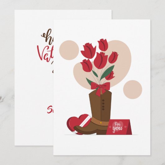 Valentijn Rozen Cowboy Boot Feestdagenkaart (Voorkant / Achterkant)