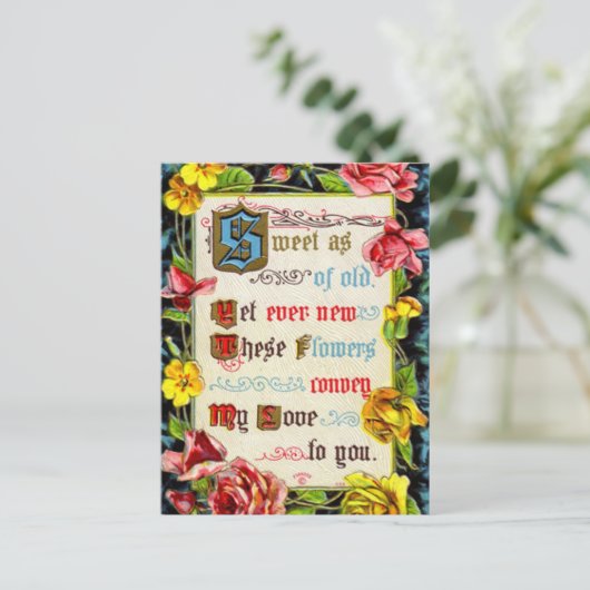 Valentijn Rozen en gedichten Feestdagenkaart (Staand voorkant)