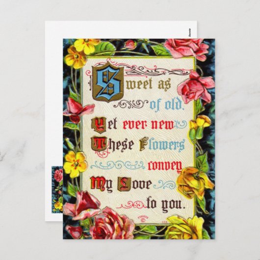 Valentijn Rozen en gedichten Feestdagenkaart (Voorkant / Achterkant)