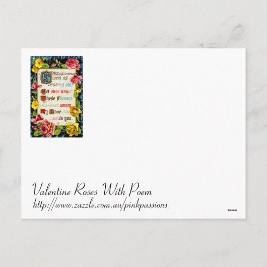 Valentijn Rozen en gedichten Feestdagenkaart (Achterkant)