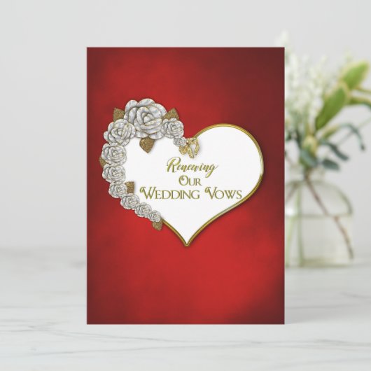 Valentijn/Rozen - Reneing Wedding Vows Invivitati Kaart (Staand voorkant)