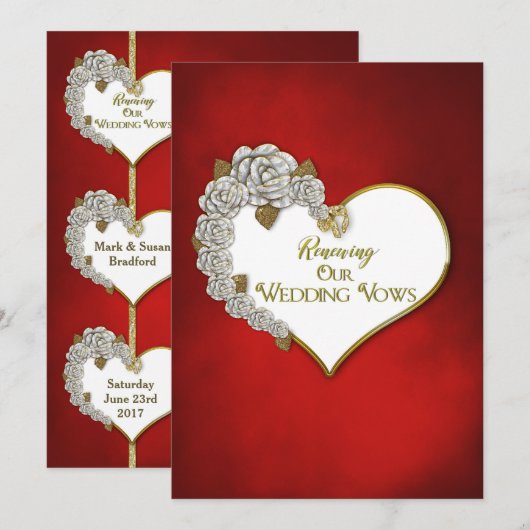 Valentijn/Rozen - Reneing Wedding Vows Invivitati Kaart (Voorkant / Achterkant)