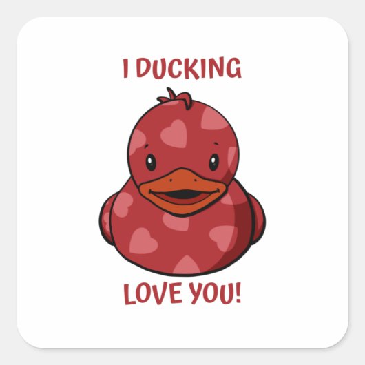 Valentijn Rubber Duck Vierkante Sticker (Voorkant)
