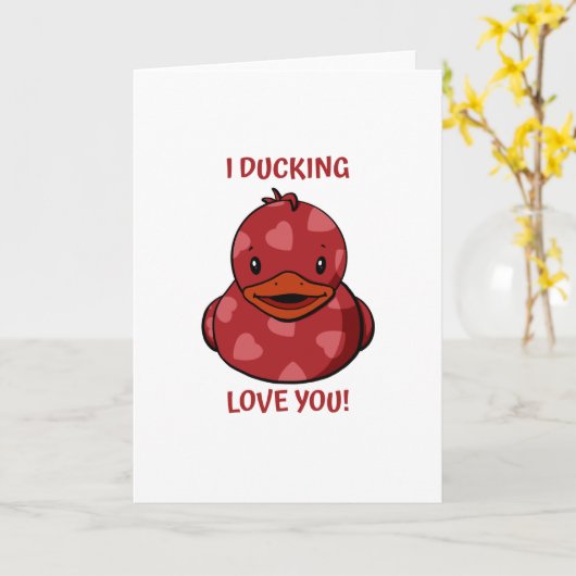 Valentijn rubberen eend kaart (Gele Bloem)