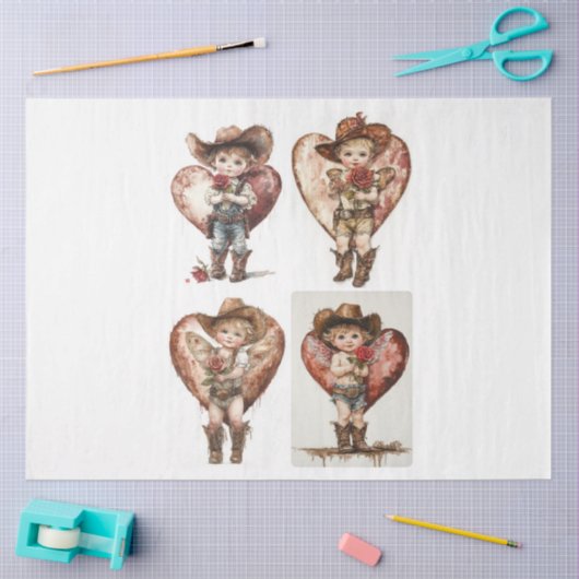 Valentijn Rustic Cupids Tissuepapier (Craft)