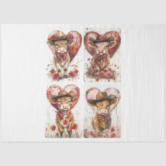 Valentijn Rustic Highlanders Tissuepapier (Voorkant)