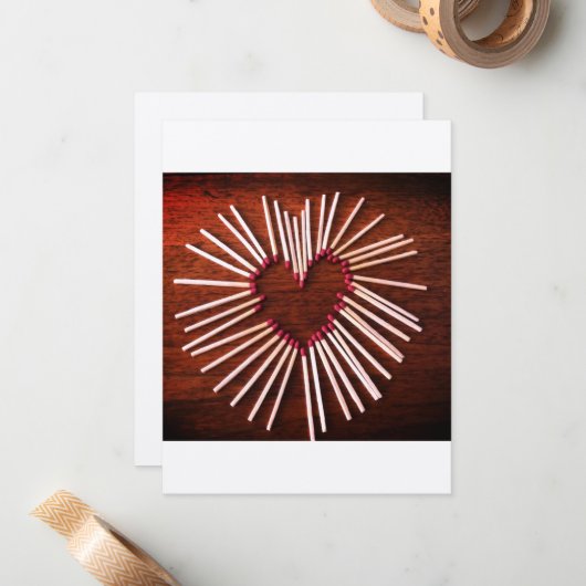 Valentijn, Rustiek,  handgemaakt hart, Vlakke kaar Notitiekaartje (Voorkant / Achterkant in situ)