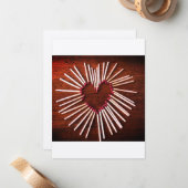 Valentijn, Rustiek, handgemaakt hart, Vlakke kaart Notitiekaartje (Voorkant / Achterkant in situ)