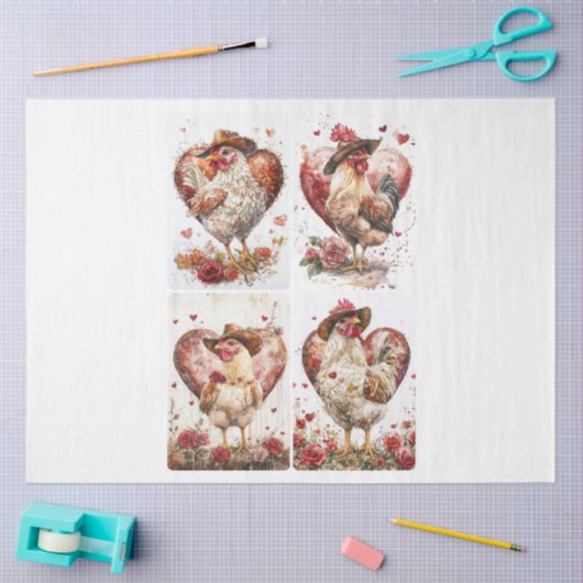 Valentijn rustieke kippen tissuepapier (Craft)