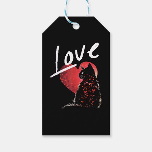 Valentijn s dag zwart kat liefde kat mam t Shirt Cadeaulabel (Voorkant)
