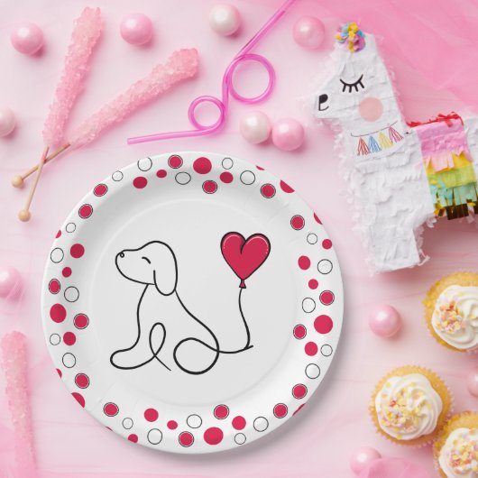 Valentijn’s Day Galentine’s Day Hondenfeest Papieren Bordje (Feest)