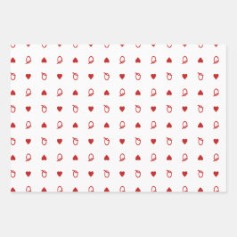 Valentijn’s Day Modern Queen of Hearts Kaart Inpakpapier Vel