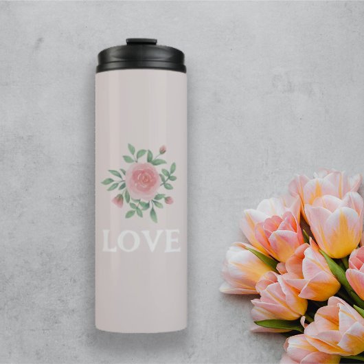 VALENTIJN’S Day waterverf blos roze Thermosbeker