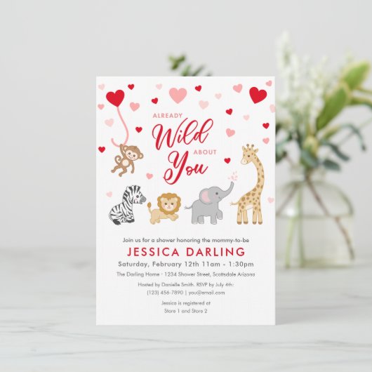 Valentijn Safari Baby shower Theme Kaart (Staand voorkant)