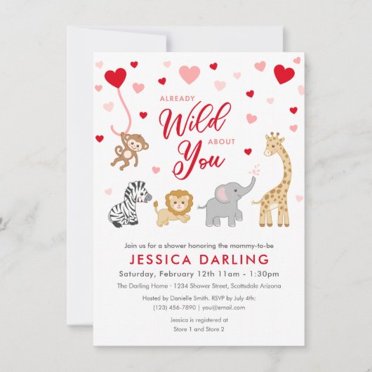 Valentijn Safari Baby shower Theme Kaart (Voorkant)