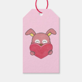 Valentijn Schattige Bunny Konijn Cartoon Hart Gift Cadeaulabel