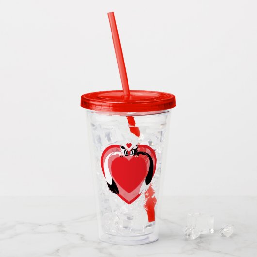 Valentijn schattige dieren liefde acryl drinkbeker (Voorkant ijs)