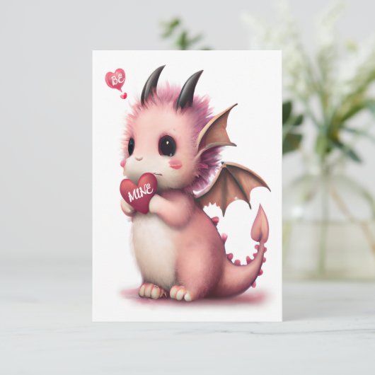 Valentijn Schattige Draak  Kaart (Staand voorkant)