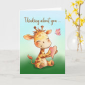 Valentijn Schattige Happy Giraffe Hart Zend Liefde Kaart (Gele Bloem)