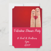 Valentijn schattige harten grillige dinerfeest kaart (Voorkant)