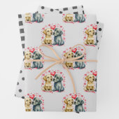 Valentijn schattige honden stippen vierkant patroo inpakpapier vel (In situ)