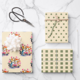 Valentijn schattige katten stippen vierkant patroo inpakpapier vel