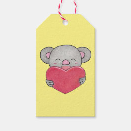 Valentijn Schattige Koala Cartoon Hart Gift Label Cadeaulabel