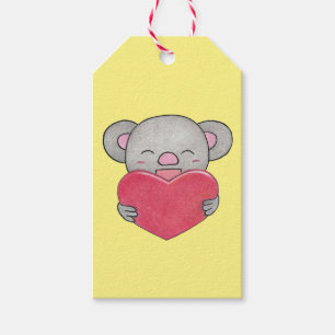 Valentijn Schattige Koala Cartoon Hart Gift Label Cadeaulabel