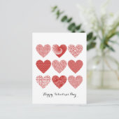 Valentijn schattige lieve liefde rode hart patroon briefkaart (Staand voorkant)