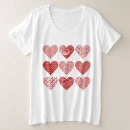 Valentijn schattige lieve liefde rode hart patroon grote maat t-shirt
