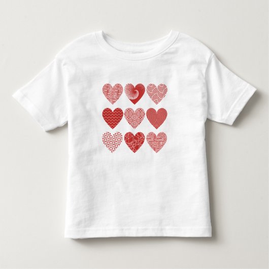 Valentijn schattige lieve liefde rode hart patroon kinder shirts (Voorkant)