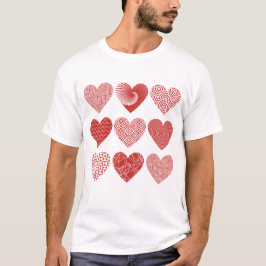 Valentijn schattige lieve liefde rode hart patroon t-shirt