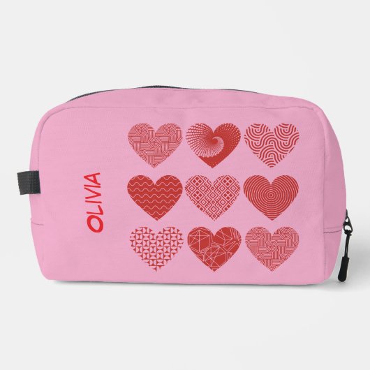 Valentijn schattige lieve liefde rode hart patroon toilettasje (Voorkant)