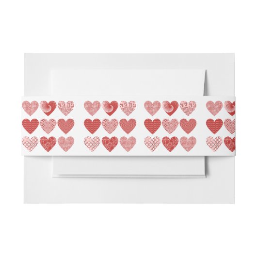 Valentijn schattige lieve liefde rode hart patroon uitnodigingen wikkel (Voorkant Voorbeeld)