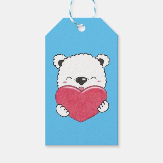 Valentijn Schattige Polar beer Cartoon Hart Gift L Cadeaulabel (Voorkant)